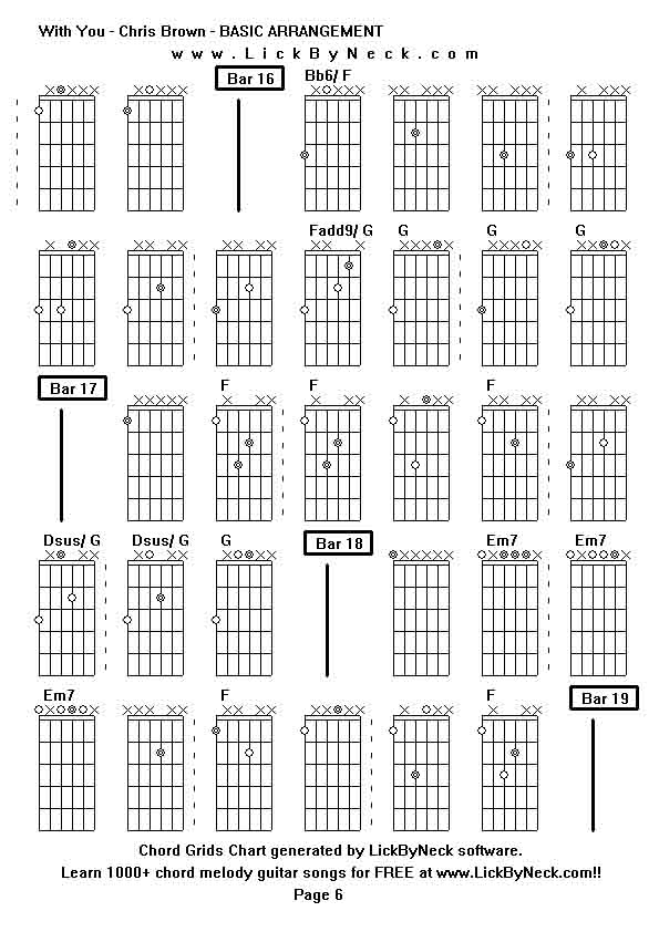 Chord Grids Chart of chord melody fingerstyle guitar song-With You - Chris Brown - BASIC ARRANGEMENT,generated by LickByNeck software.